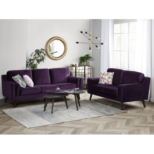Sofá LOKKA Veludo Roxo 3 lugares Sofá LOKKA Veludo Roxo 3 lugares