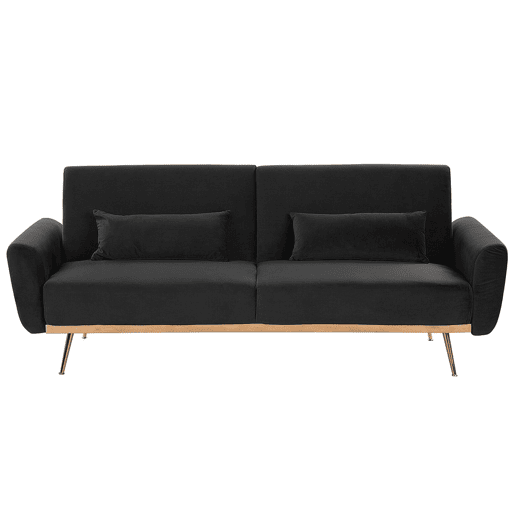 Sofá-cama EINA Veludo Preto 3 lugares