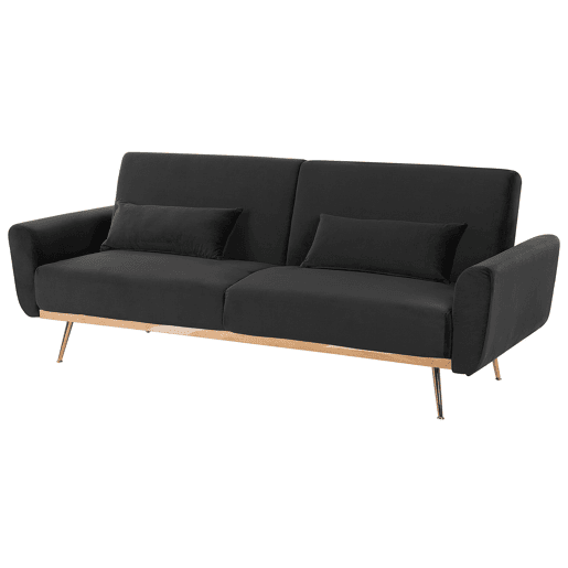 Sofá-cama EINA Veludo Preto 3 lugares