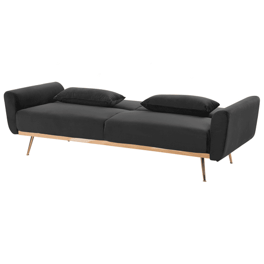 Sofá-cama EINA Veludo Preto 3 lugares