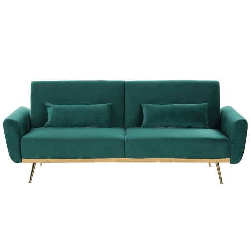 Sofá-cama EINA Veludo Verde esmeralda 3 lugares