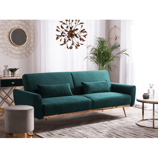 Sofá-cama EINA Veludo Verde esmeralda 3 lugares