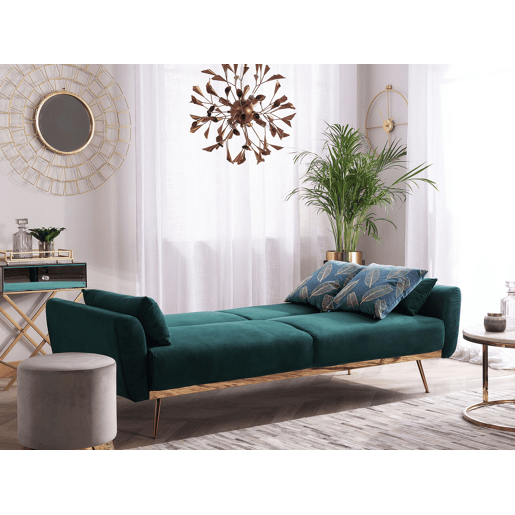 Sofá-cama EINA Veludo Verde esmeralda 3 lugares