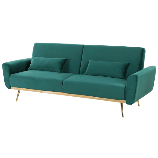 Sofá-cama EINA Veludo Verde esmeralda 3 lugares