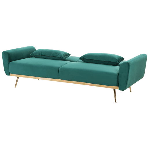 Sofá-cama EINA Veludo Verde esmeralda 3 lugares