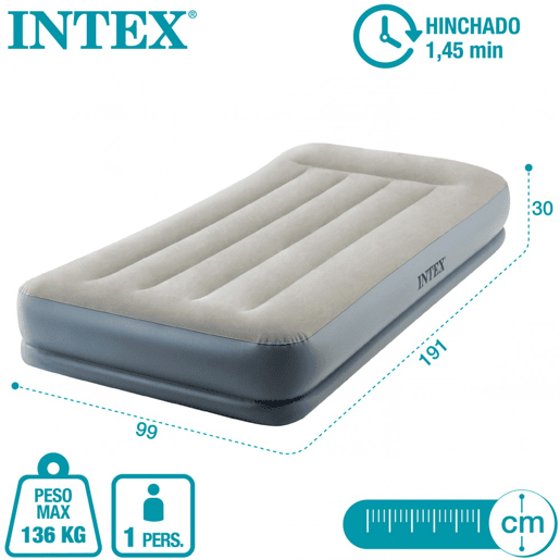 Colchão insuflável individual INTEX Dura-Beam Standard modelo Pillow Rest Mid-Rise