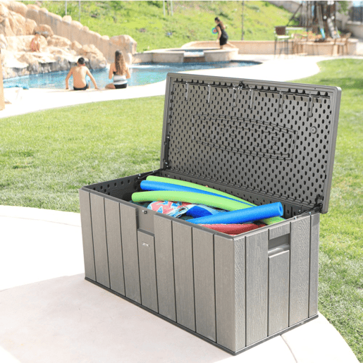 Baú para jardim super resistente lifetime 150x72x70 cm uv marrom