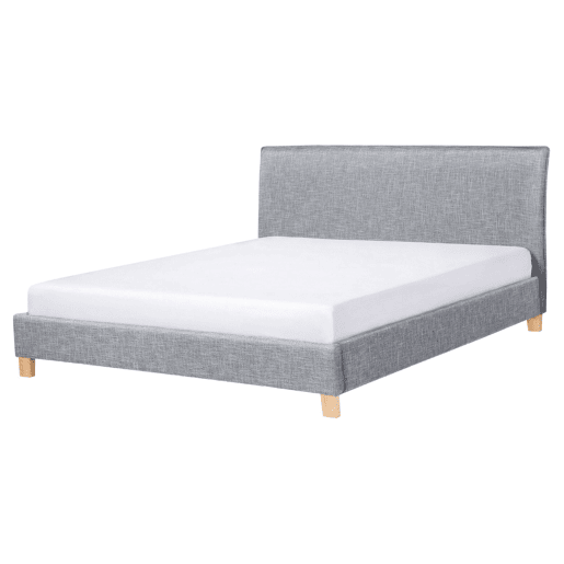 Cama Tecido SENNEZ 160 x 200 cm Cinzento claro