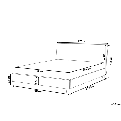 Cama Tecido SENNEZ 160 x 200 cm Cinzento claro