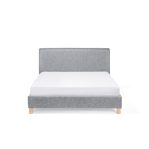 Cama Tecido SENNEZ 160 x 200 cm Cinzento claro