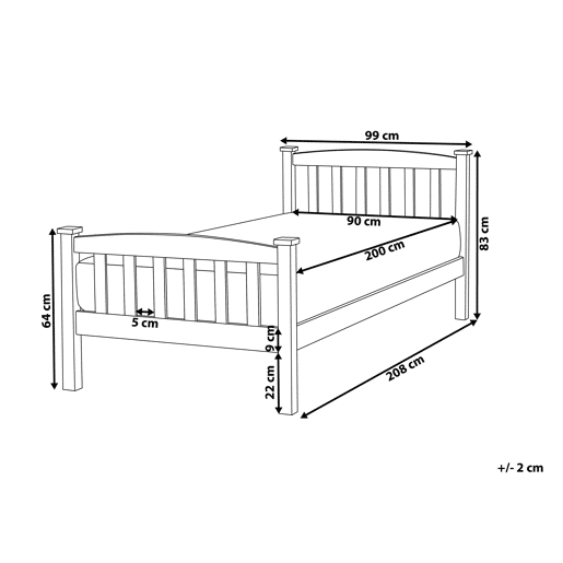 Cama Pinho GIVERNY 90 x 200 cm Branco