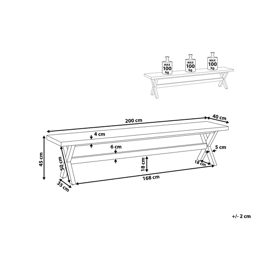 Banco de jardim OLBIA 200 cm Betão Cinzento