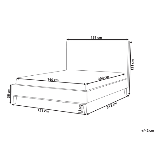 Cama Veludo BAYONNE 140 x 200 cm Cinzento claro