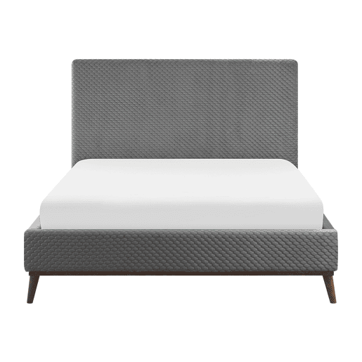 Cama Veludo BAYONNE 140 x 200 cm Cinzento claro