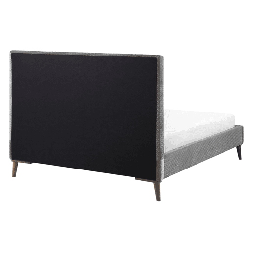 Cama Veludo BAYONNE 140 x 200 cm Cinzento claro