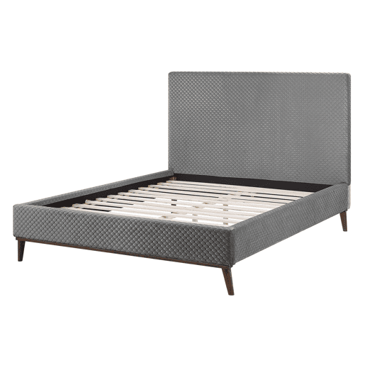 Cama Veludo BAYONNE 140 x 200 cm Cinzento claro
