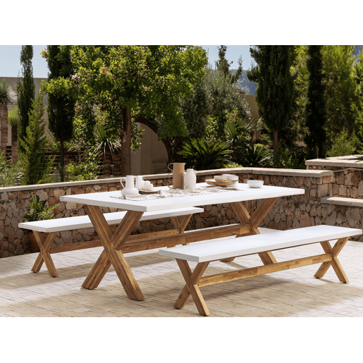 Banco de jardim OLBIA 200 cm Betão Branco
