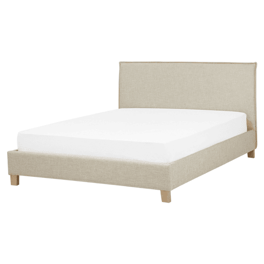 Cama Tecido SENNEZ 160 x 200 cm Creme