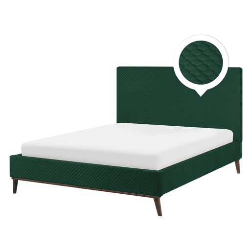 Cama Veludo BAYONNE 140 x 200 cm Verde escuro