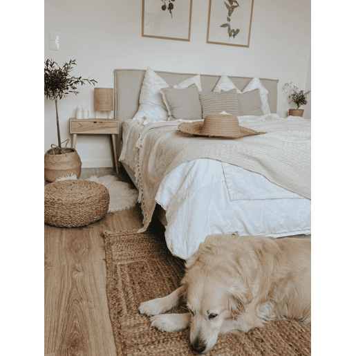 Cama Tecido SENNEZ 180 x 200 cm Creme Cama Tecido SENNEZ 180 x 200 cm Creme