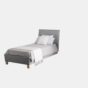 Cama de solteiro em tecido cinzento 90 x 200 cm SENNEZ