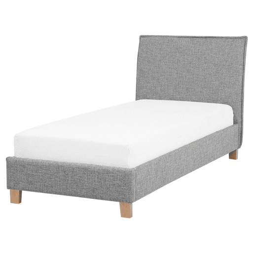 Cama de solteiro em tecido cinzento 90 x 200 cm SENNEZ