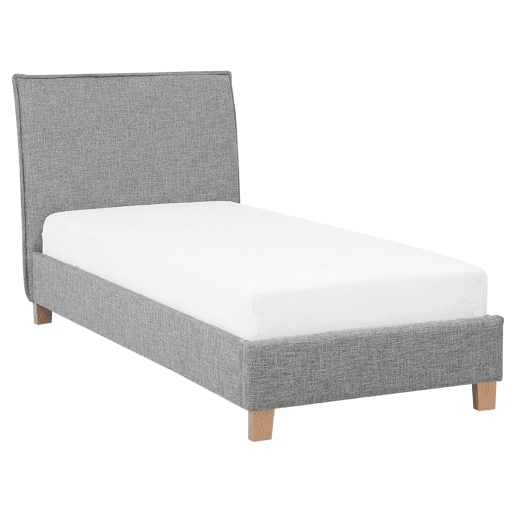 Cama de solteiro em tecido cinzento 90 x 200 cm SENNEZ