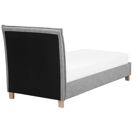 Cama de solteiro em tecido cinzento 90 x 200 cm SENNEZ
