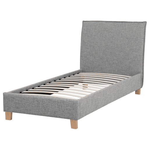 Cama de solteiro em tecido cinzento 90 x 200 cm SENNEZ