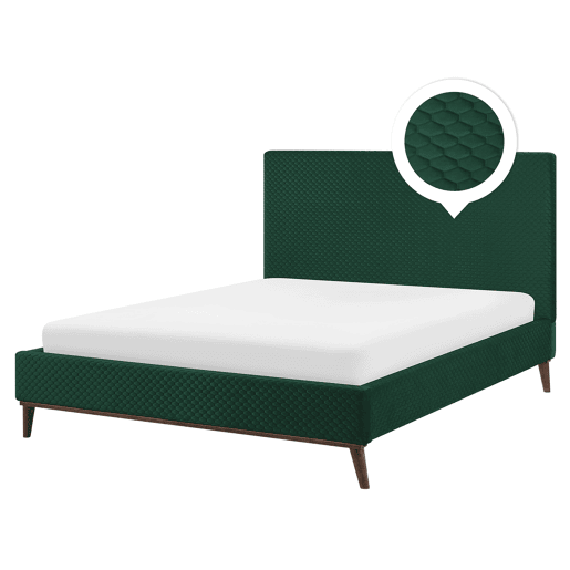 Cama Veludo BAYONNE 160 x 200 cm Verde escuro
