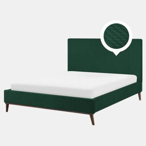 Cama Veludo BAYONNE 160 x 200 cm Verde escuro