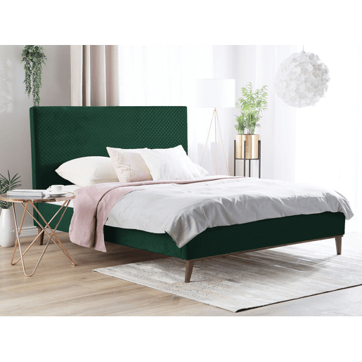 Cama Veludo BAYONNE 160 x 200 cm Verde escuro
