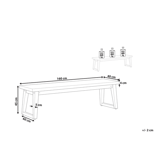 Banco de jardim ORIA 160 cm Betão Cinzento