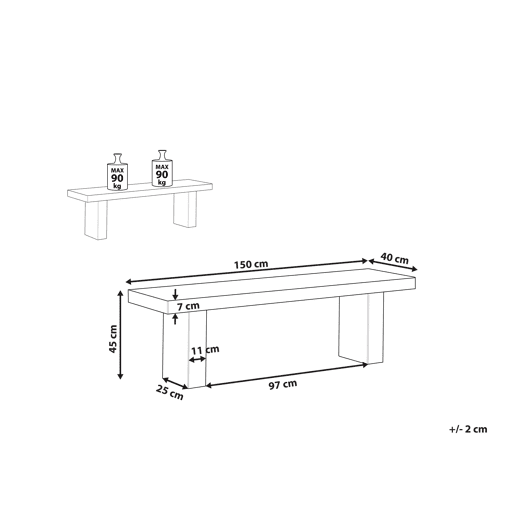 Banco de jardim TARANTO 150 cm Betão Cinzento