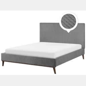 Cama Veludo BAYONNE 180 x 200 cm Cinzento claro