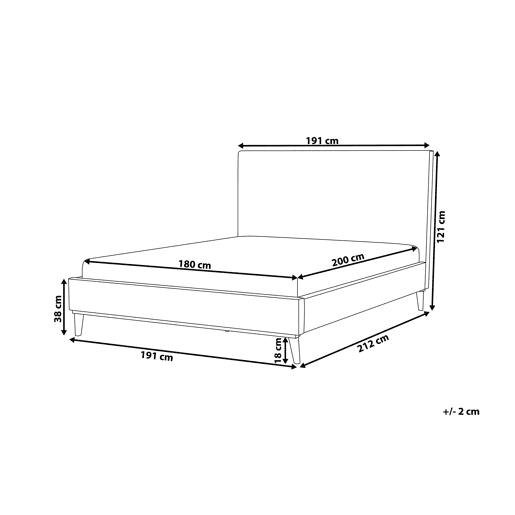 Cama Veludo BAYONNE 180 x 200 cm Cinzento claro