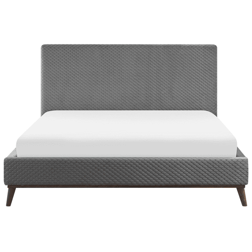Cama Veludo BAYONNE 180 x 200 cm Cinzento claro