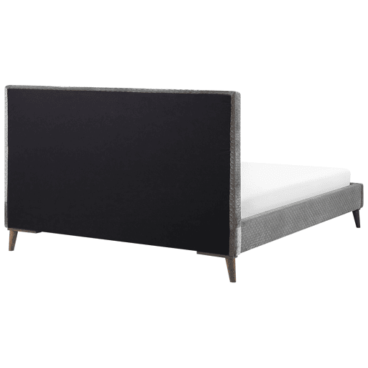 Cama Veludo BAYONNE 180 x 200 cm Cinzento claro
