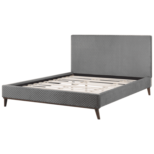 Cama Veludo BAYONNE 180 x 200 cm Cinzento claro
