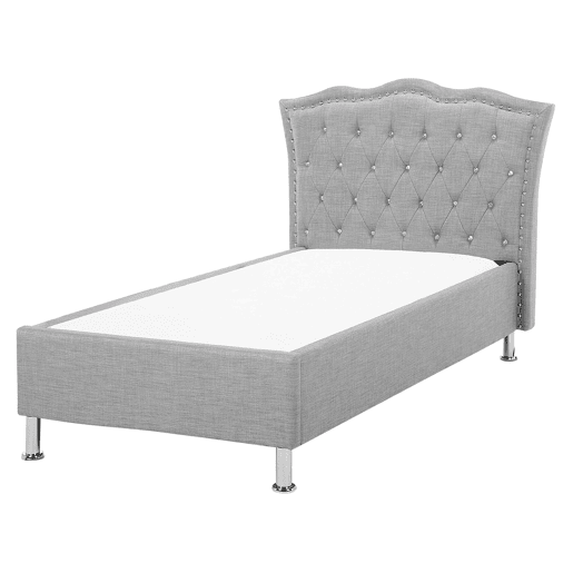 Cama Tecido METZ 90 x 200 cm Cinzento claro