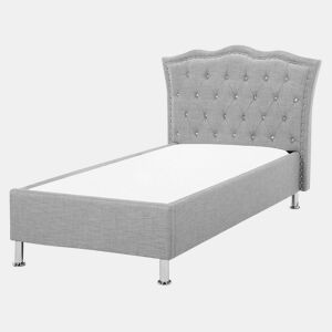 Cama Tecido METZ 90 x 200 cm Cinzento claro