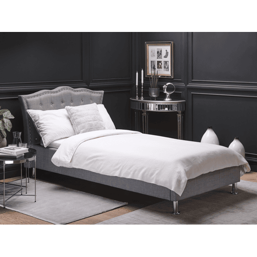 Cama Tecido METZ 90 x 200 cm Cinzento claro