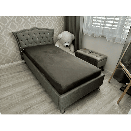 Cama Tecido METZ 90 x 200 cm Cinzento claro