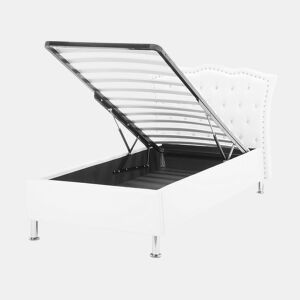 Cama baú Pele sintética METZ 90 x 200 cm Branco