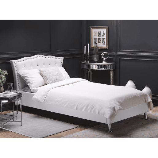 Cama baú Pele sintética METZ 90 x 200 cm Branco