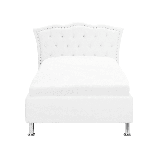 Cama baú Pele sintética METZ 90 x 200 cm Branco
