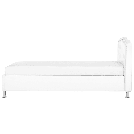 Cama baú Pele sintética METZ 90 x 200 cm Branco