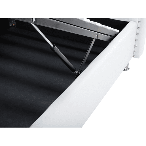 Cama baú Pele sintética METZ 90 x 200 cm Branco