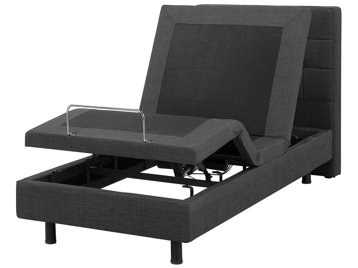 Beliani Cama ajustable Poliéster DUKE 82x216 Gris Oscuro