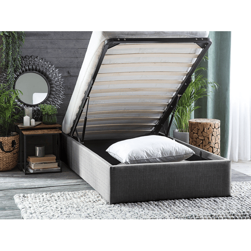 Cama baú sem cabeceira Tecido DINAN 90 x 200 cm Cinzento escuro